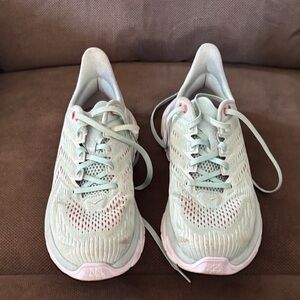 Hoka One One Women's Shoes in Mint and Coral